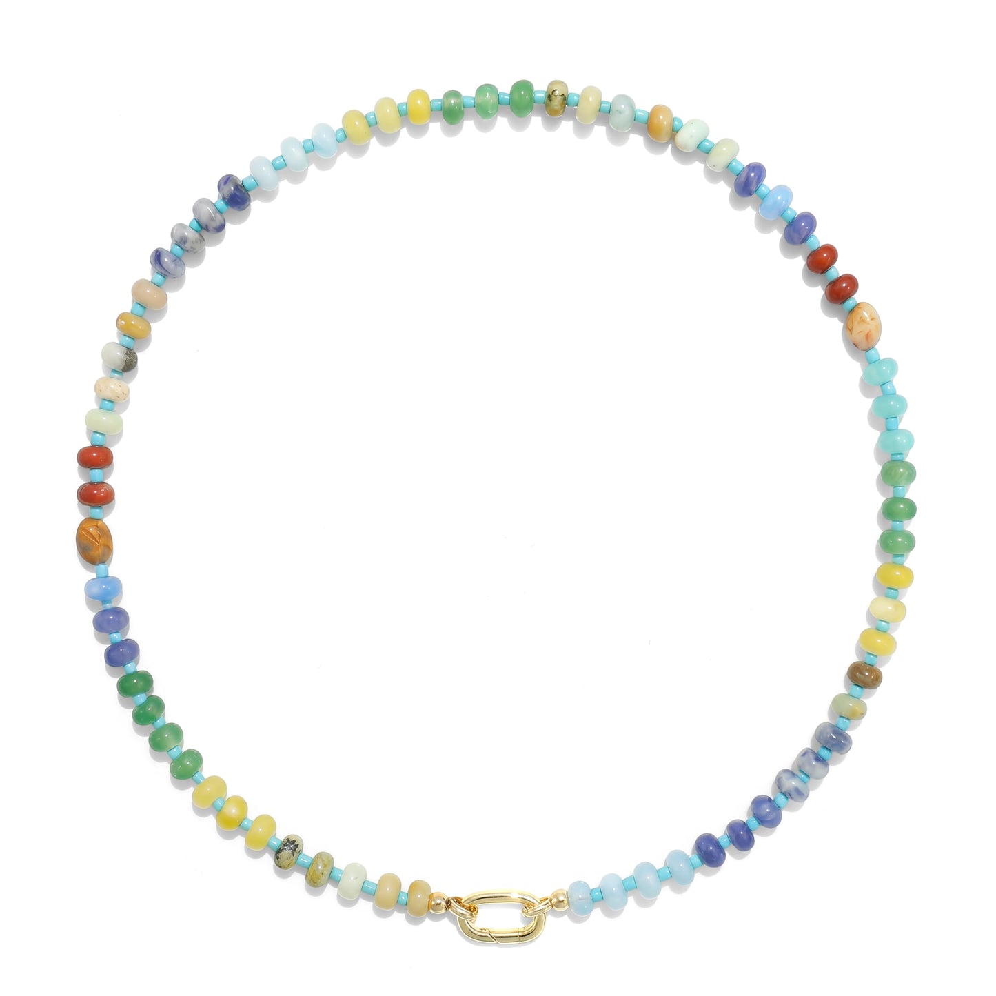 CONRAN KREMIX Colourful Stone Beaded Necklace for Women,Natural Stone Bead Choker Necklaces Boho Summer Beach Necklace Gemstone Jewelry Gift for Women