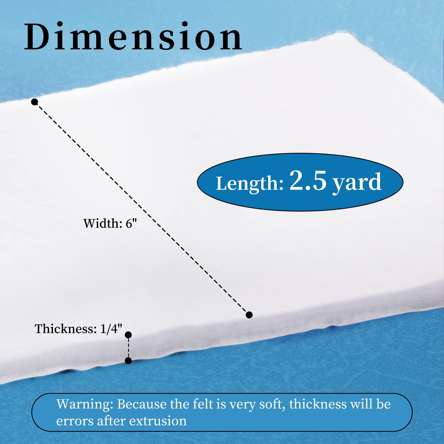 Pllieay Adhesive Felt Premium Grade, Orthopedic Felt Roll 1/4" x 6" x 2.5yd. Quality Rayon Blend for Provide Cushioning and Support in Pain Foot