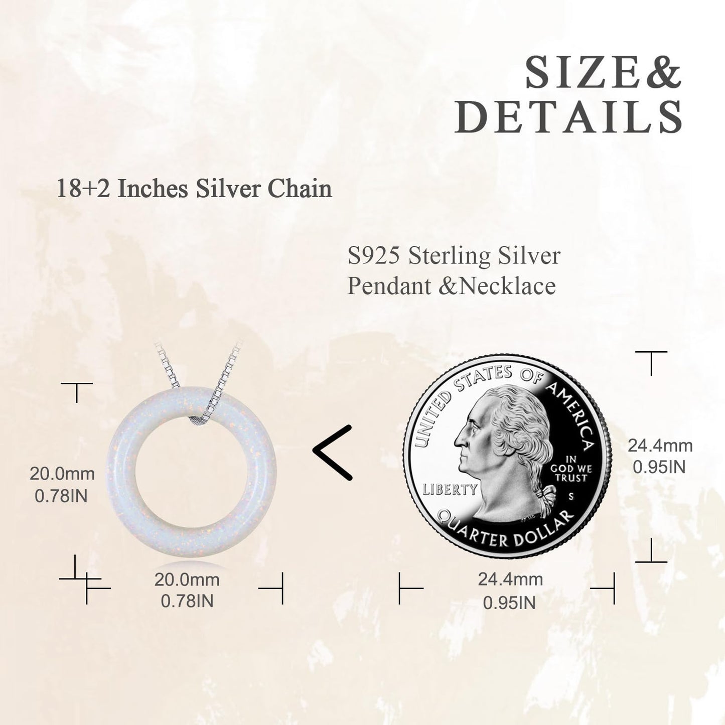 AOBOCO Circle Opal Necklace 925 Sterling Silver Circle Necklace for Women with Austrian Crystal Jewelry for Women Birthday Graduation Holiday Gift (Dia 0.78" Opal)