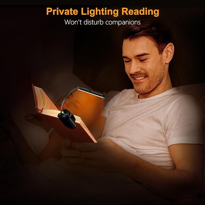 Gritin Rechargeable Book Light for Reading in Bed with 19 LED &Memory Function-Eye Caring 3 Color Temperatures,5 Brightness Levels,90 Hrs Runtime Flexible Goose Neck Clip on Light for Book Lovers