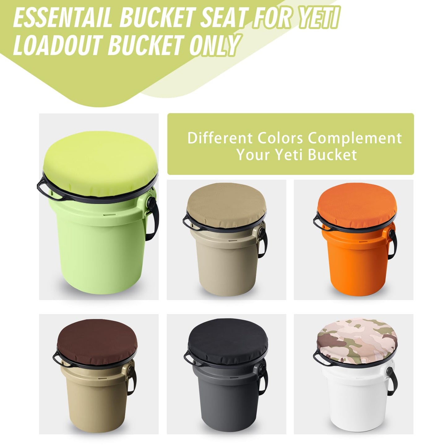Ironraw 5 Gallon Bucket Seat for Yeti Only, 360 Degree Swivel Load Out Bucket Seat, 5 Gal Foam Cushion Bucket Lid Seats with Padded Top for Hunting Fishing Camping Outdoor