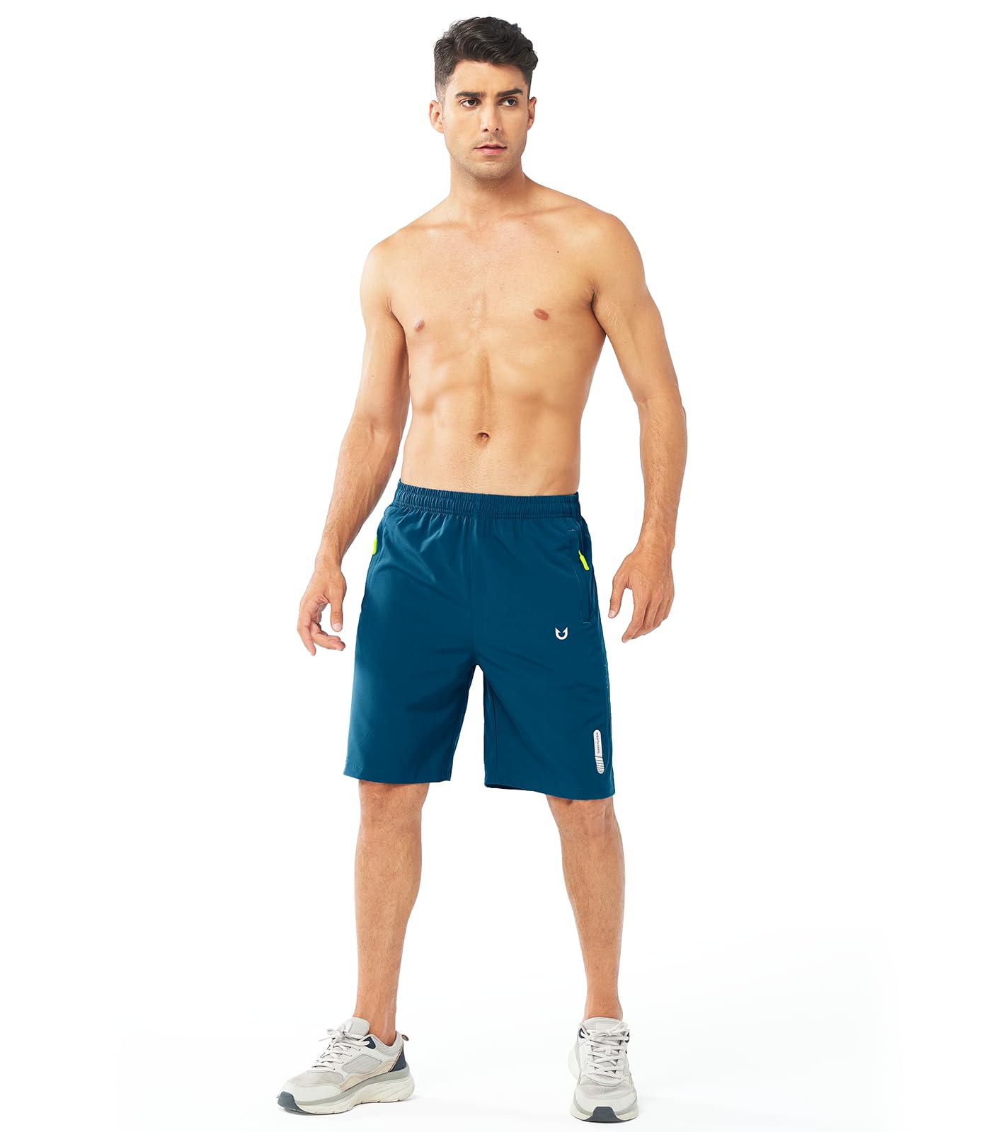 NORTHYARD Men's Athletic Running Shorts Gym Workout 7"/9"/5" Quick Dry Lightweight Sports Basketball Tennis 3 Zipper Pockets SEABLUE-9inch M