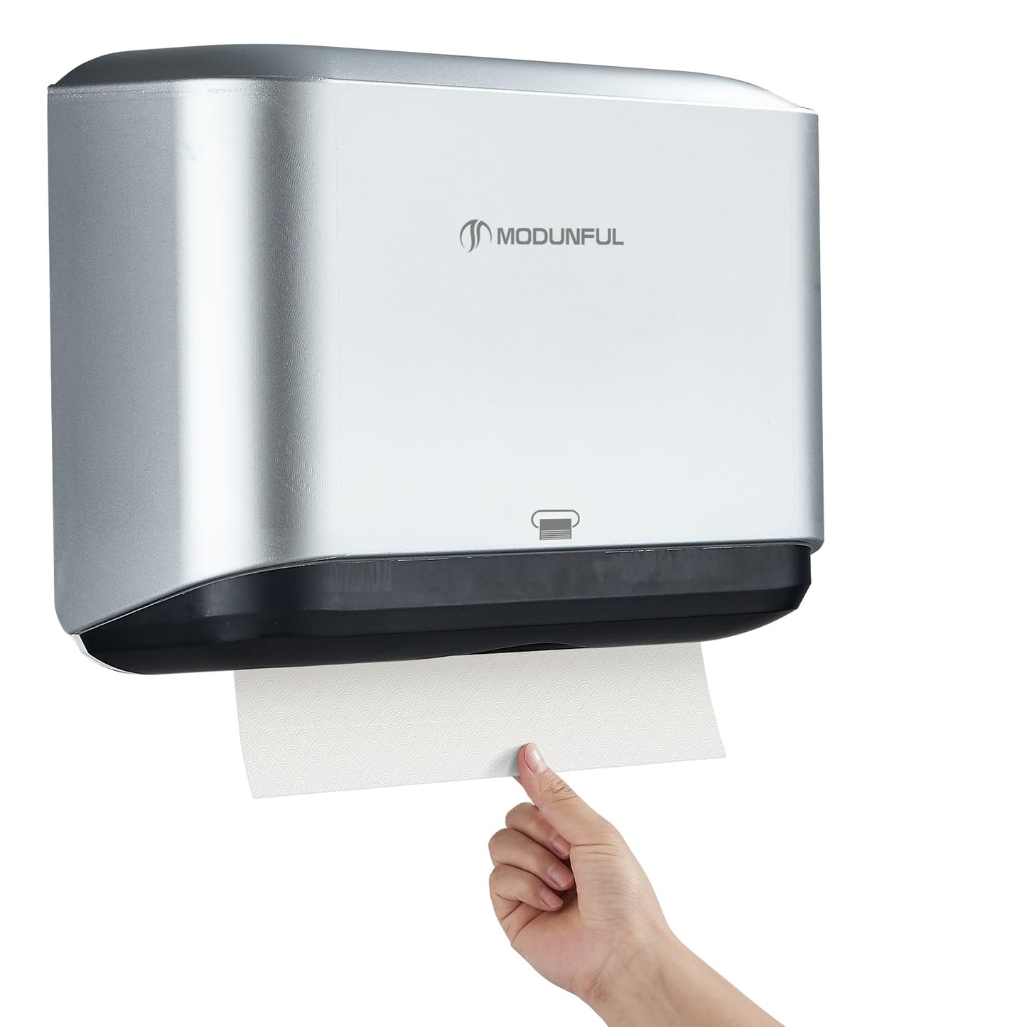 Trifold Hand Towel Dispenser for Bathroom - C Fold Paper Towel Dispenser Wall Mount with No-Hole Adhesive Installation, Compact 200 Sheets Large Capacity for Home, Apartment & RV