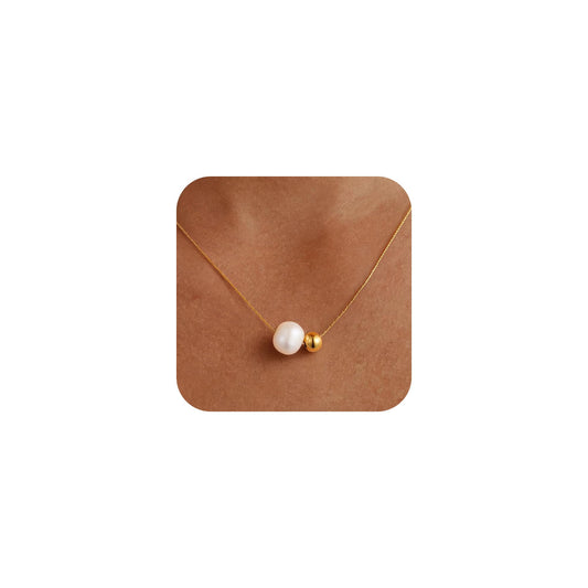 Rcidan Trendy Pearl Necklaces for Women, Gold & Silver Chain White Pearl Beaded Pendant Necklace, Birthday Wedding Jewelry Gifts