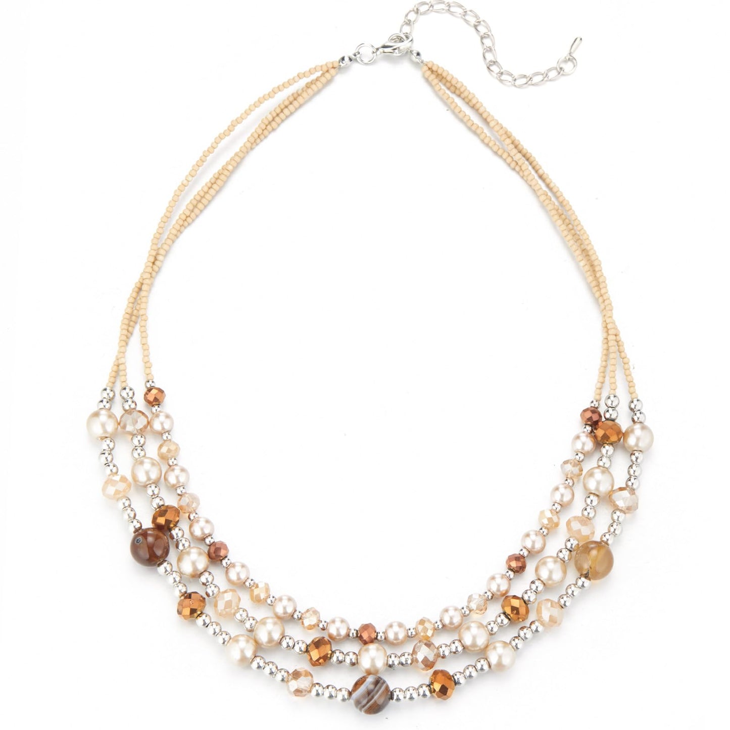 Noessla Beaded Statement Necklaces for Women Layered Chunky Bead Necklace Fashion Costume Jewelry Gifts for Mom(Champagne Brown)