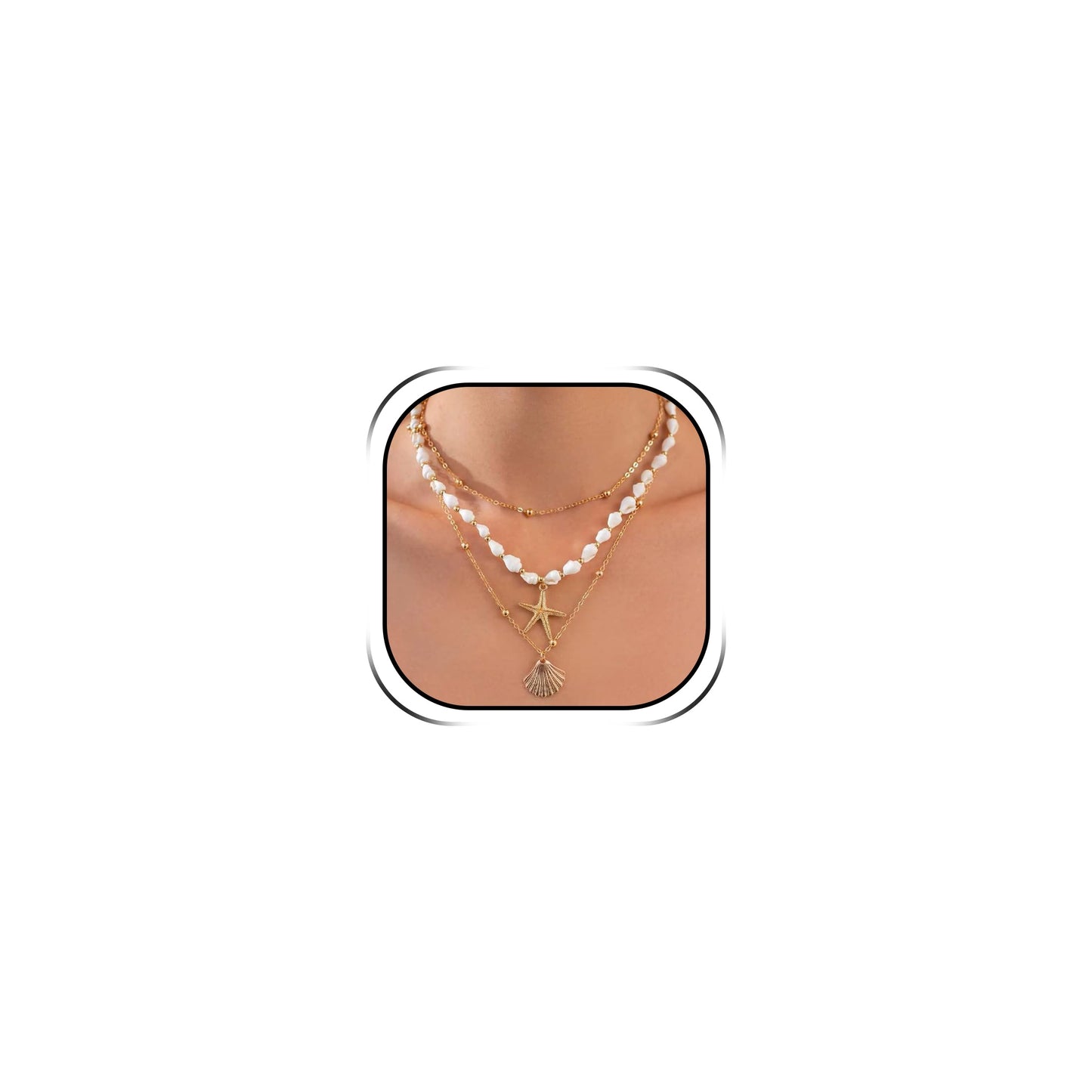 Your Always Charm Bohemian Shell Starfish Necklace for Women, Gold Layered Beach Jewelry, Coastal Vacation Outfits Accessories Cute Summer Dresses Trendy 2026
