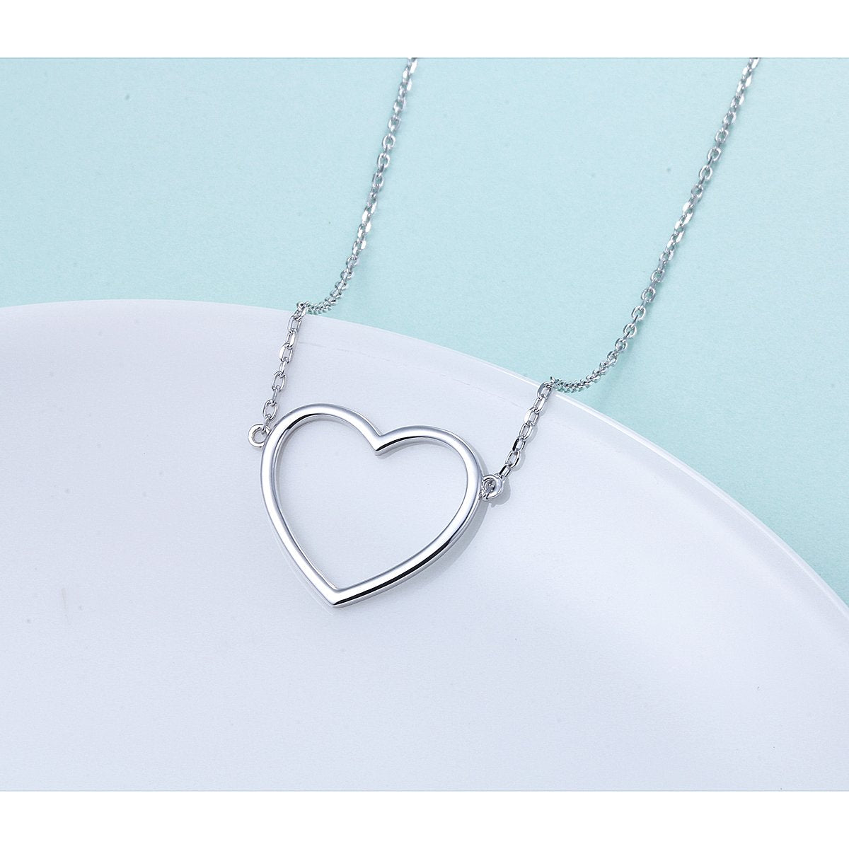 DAOCHONG S925 Sterling Silver Heart Choker Short Dainty Necklace Pendant for Women Jewelry Gift