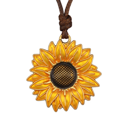 joymiao Long Chunky Necklaces for Women Vintage Necklace Sunflower Pendant Boho Style Choker Hippie Statement Necklace
