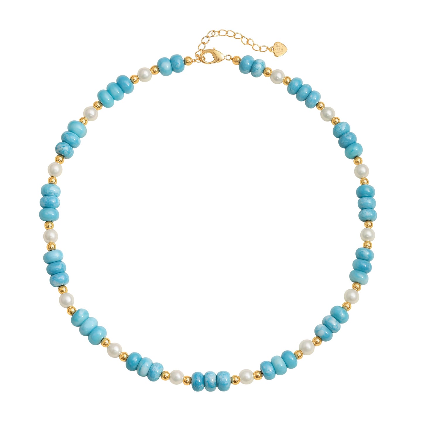 POTESSA Blue Necklace for Women – Pearl Choker with Blue Gemstone Beads & 18K Gold Plated Boho Beach Jewelry, Gift for Her