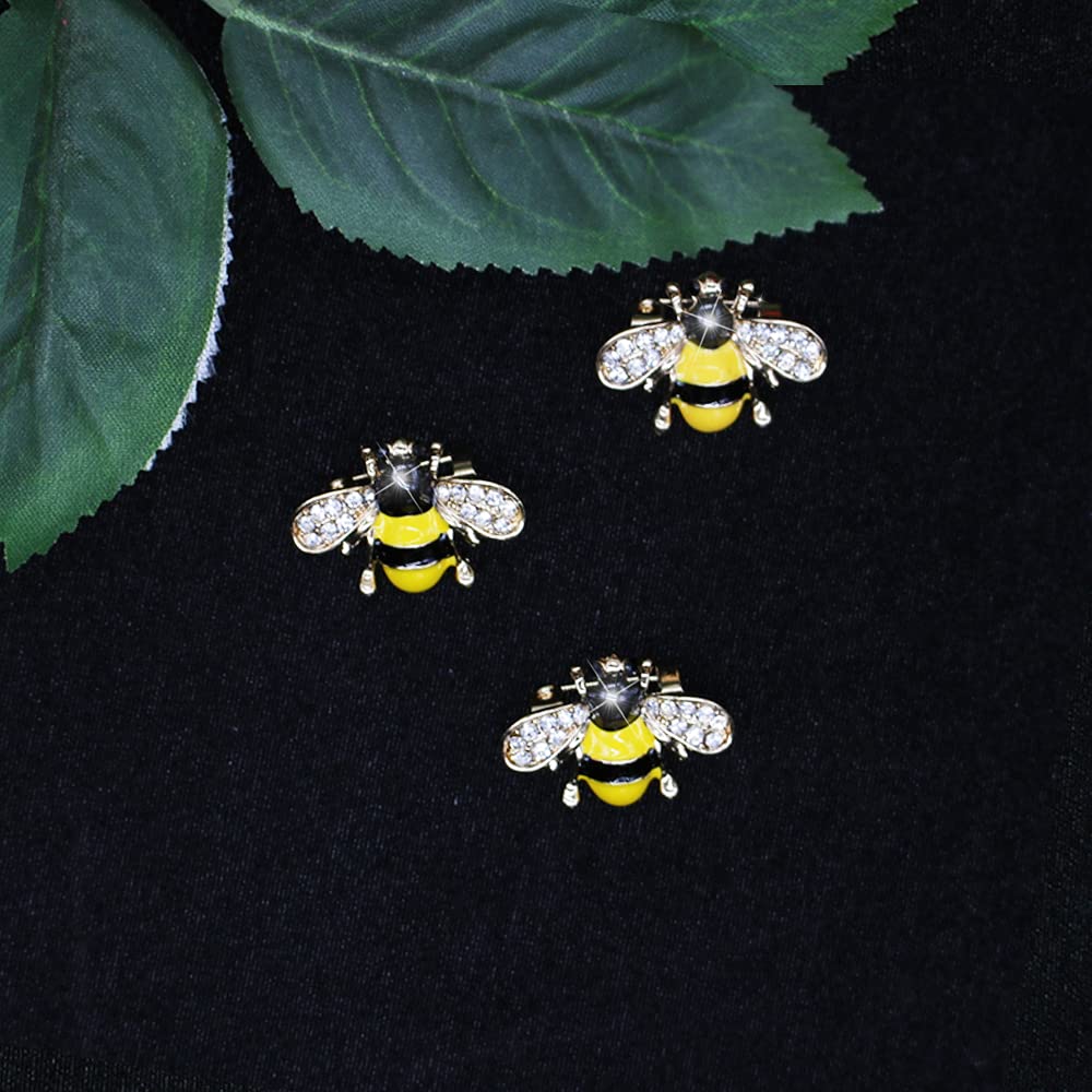 3 Pack Cute Bee Brooch Pin Set Enamel Crystal Animal Lapel Brooches Novelty Funny Pins Badges for Women Girls Boys Clothing Bags Backpacks Jackets Hat (Style 3)