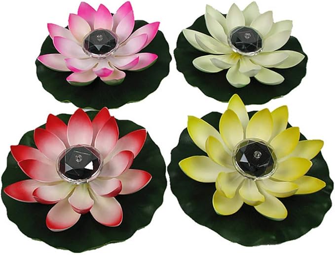 Juesi Floating Pool Lights, Solar Power Floating Lotus Flower LED Accent Light, Color Changing Water Resistant Outdoor Floating Pond Night Light Auto On/Off for Garden Pool Party Ideal Gift (Red)