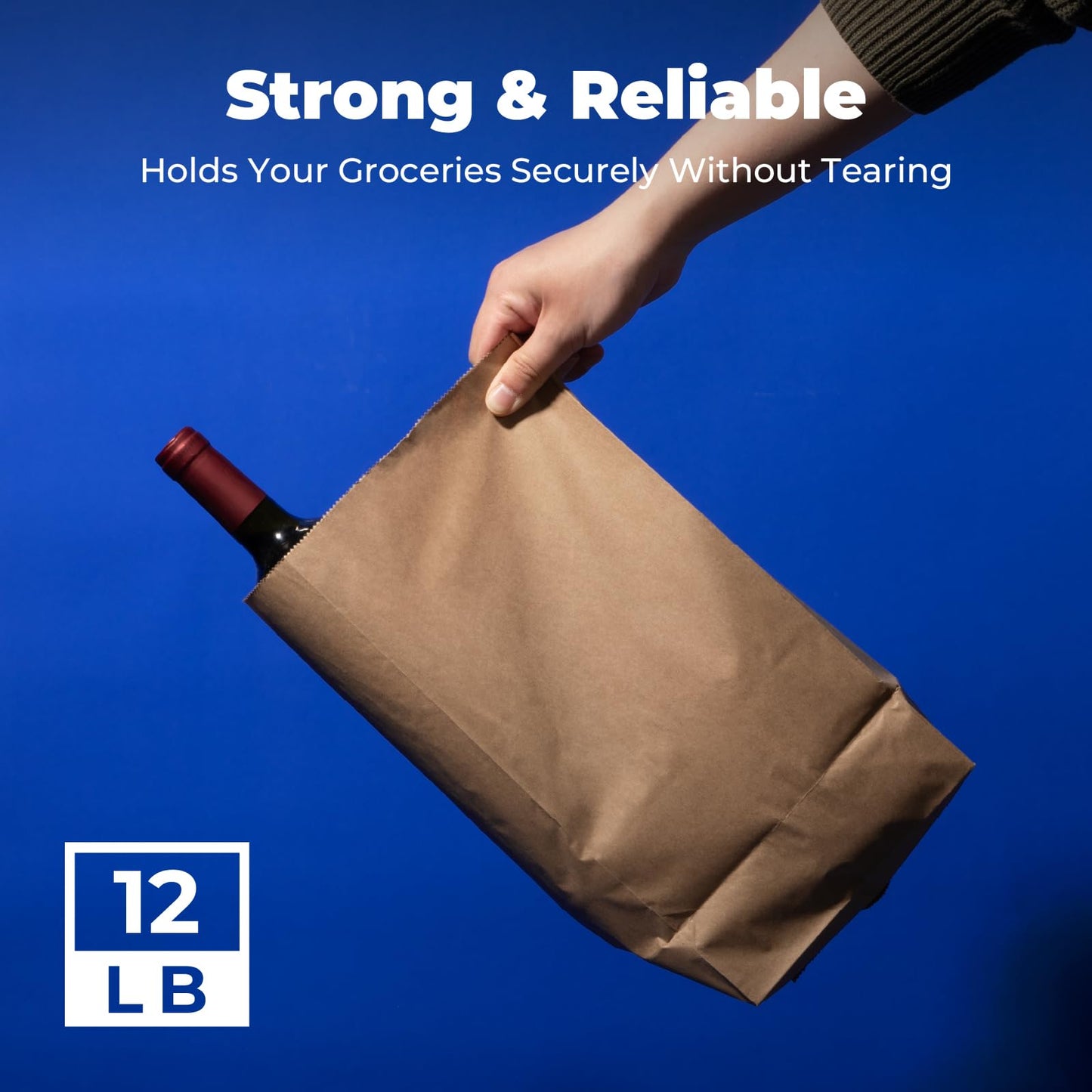 Fit Meal Prep 500 Pack 12 lb Brown Paper Lunch Bags, 13 x 7 x 4.5" Durable Paper Bags Bulk for Packing, Delivery, Take Out, Grocery, Retail Shopping, Premium Kraft Sack for Snacks, Bakery
