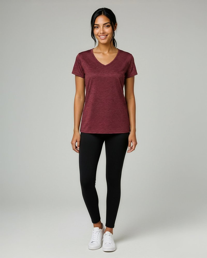 Real Essentials 5 Pack: Women's Dry-Fit Short Sleeve V Neck T Shirt Workout Fitness Yoga Top Tee, Set 2, XS