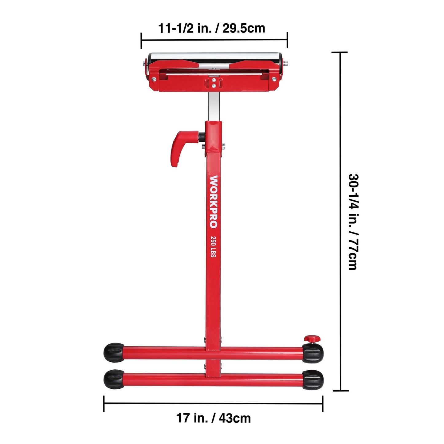 WORKPRO Folding Roller Stand Height Adjustable, Heavy Duty 250 LB Load Capacity, Outfeed Woodworking (Upgraded head)
