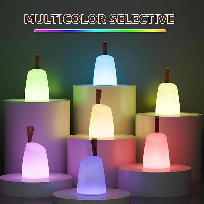 uuffoo Portable Table Lamp Dimmable Rechargeable LED Lantern Outdoor IP44 Waterproof Shower Lamp, 7 Color RGB+Warm White, Memory Function, 7H Timer Auto-Off for Patio Garden Camping