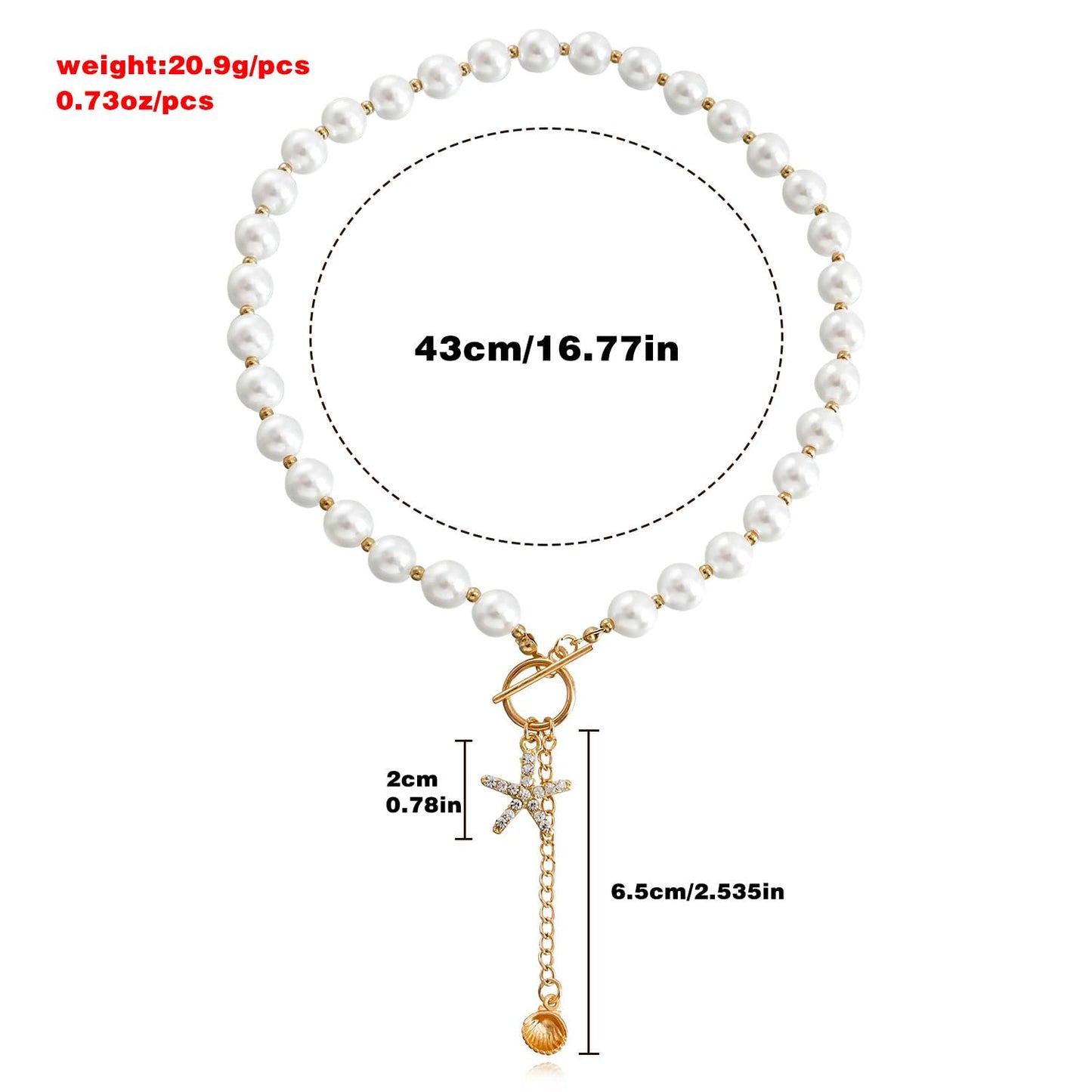 Lookray Starfish Necklace for Women Dainty Seashell Mermaid Charm Necklace Gold Layered Shell Beaded Necklace Boho Summer Beach Jewelry Mermaid Costumes Accessories StyleA
