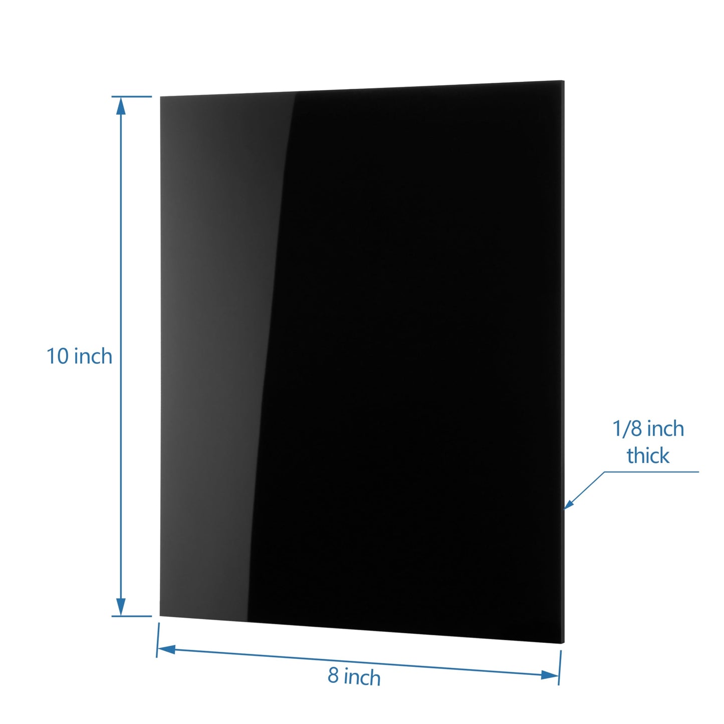 KAITELA Pack of 10 Black Acrylic Sheet 8" x 10" Cast Plexiglass Panel 1/8" Thick (3mm) Plastic Board for Craft Projects, Laser Cutting, Photography, Sign