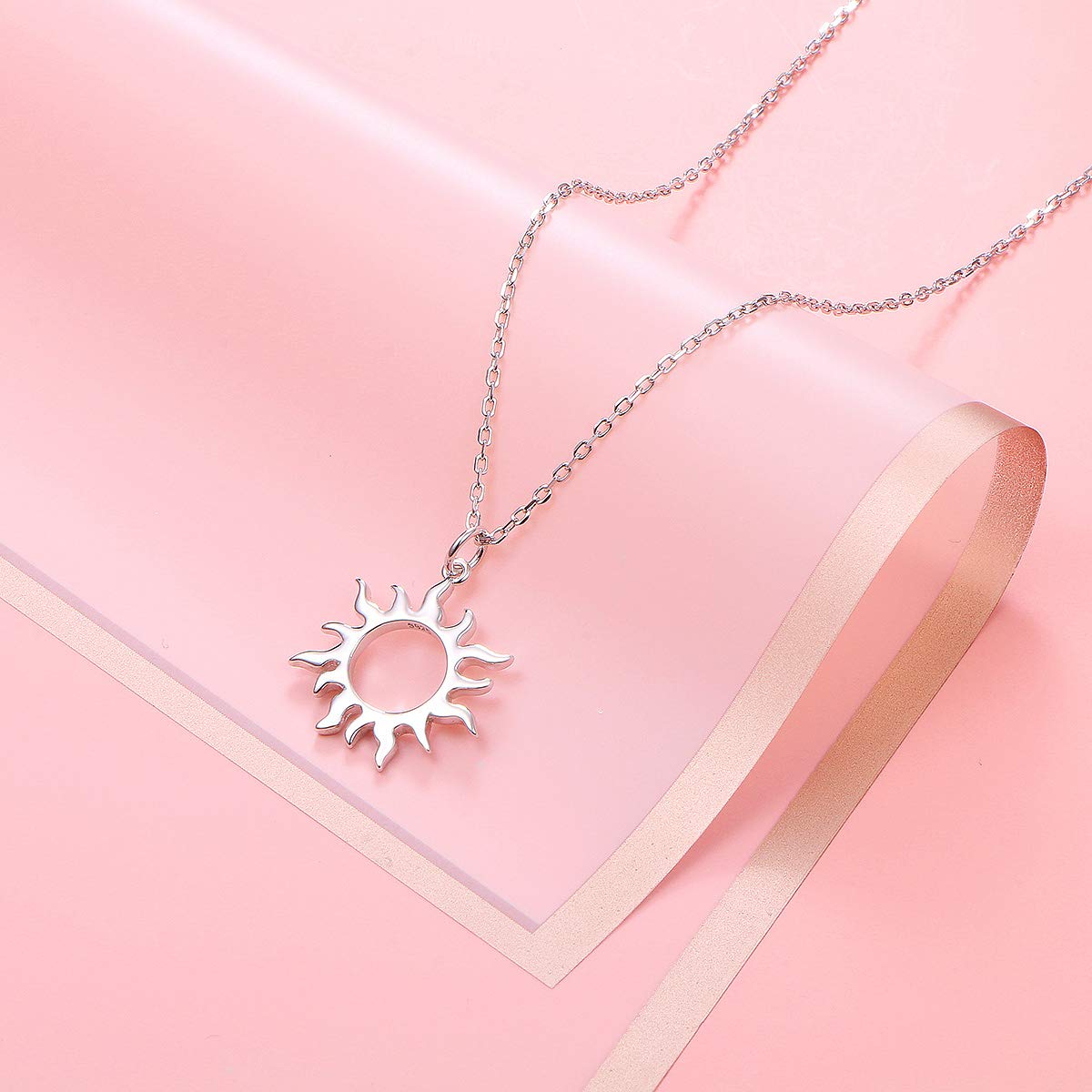 DAOCHONG S925 Sterling Silver Sun Choker Short Dainty Necklace Pendant for Women Jewelry Gift