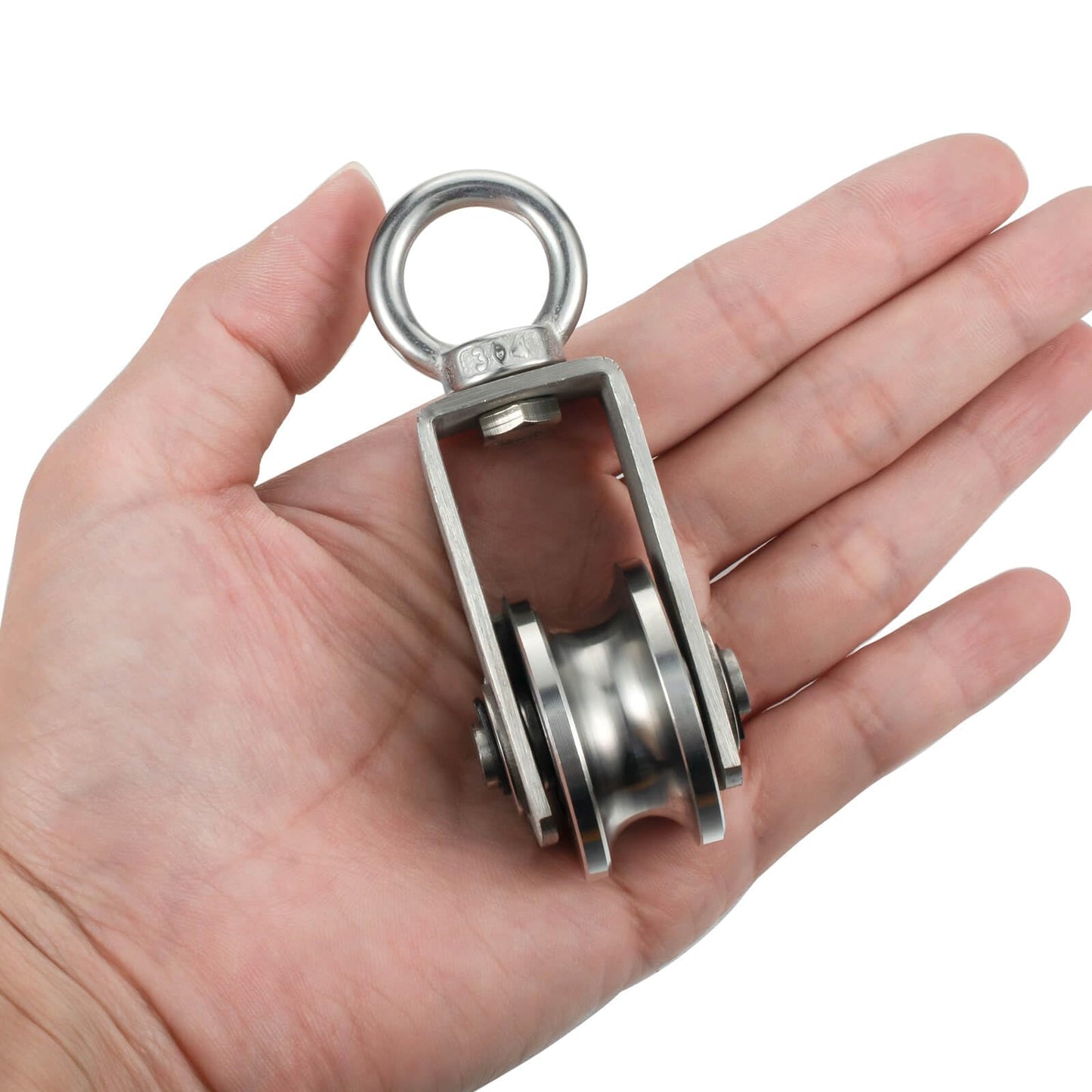 SHINICO Pulley Wheel with Carabiner, Bearing Inside, Stainless Steel, Rope Cable Pulley for Pulley System, 2 Pack