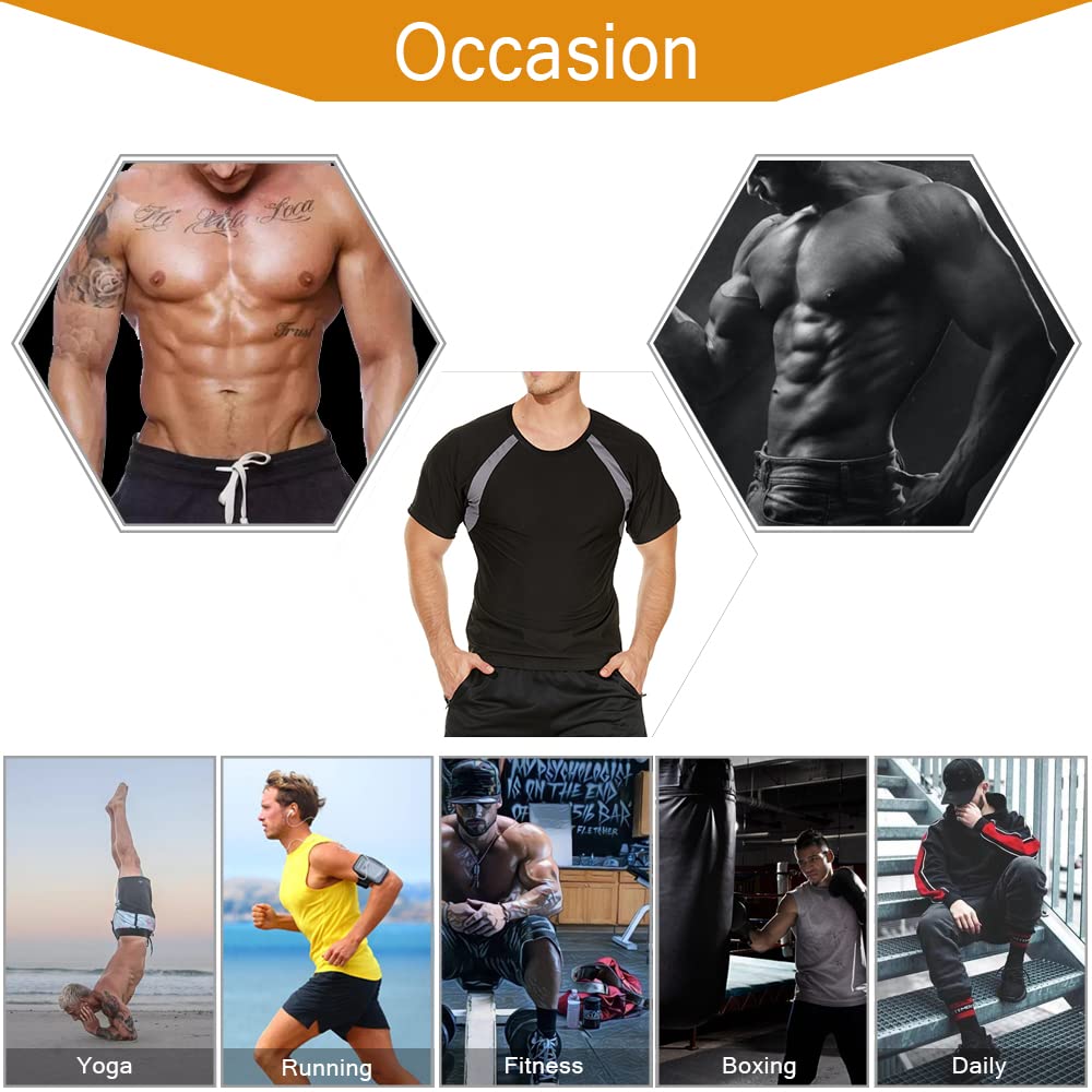 NINGMI Sauna Shirt for Men Gym Sweat Suit Sweating Top T-Shirt Workout Sweatshirts Body Shaper Exercise Weight Loss