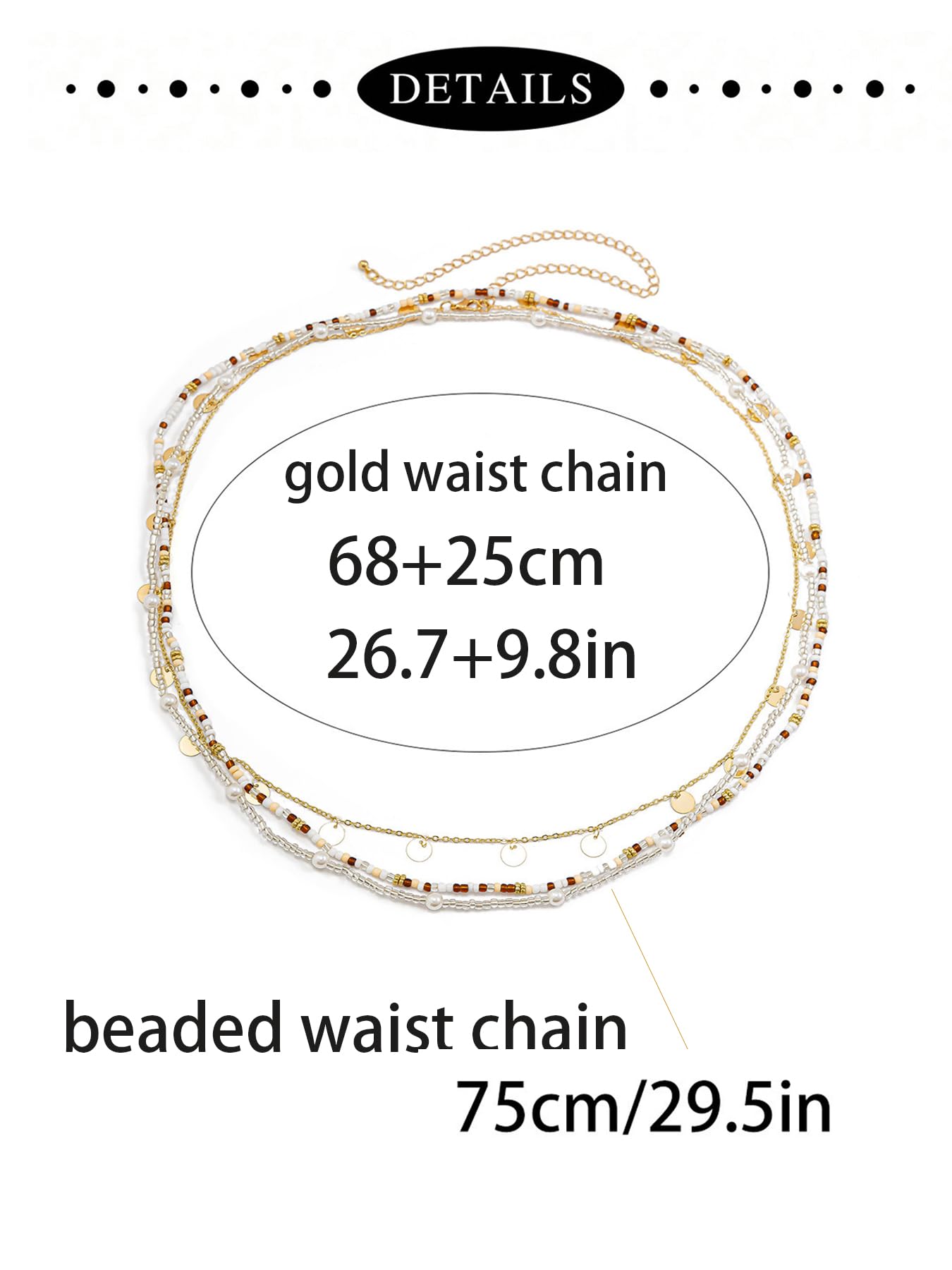 Longita 3pcs Belly Chain Waist Chain for Women Gold Waist Jewelry for Women Gold Pearl Belly Chains Brown Beaded Summer Stomach Jewelry Sexy Body Chains no Tarnish Waterproof