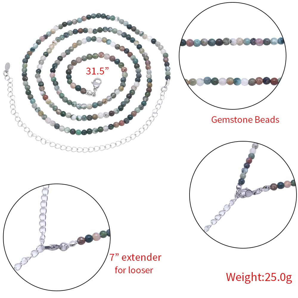 Waist Beads for Women, Gemstone Belly Chain Adjustable Beach Waist Jewelry Body Accessories for Women Girls Crystal Beaded Waist Chains (Indian Agate)