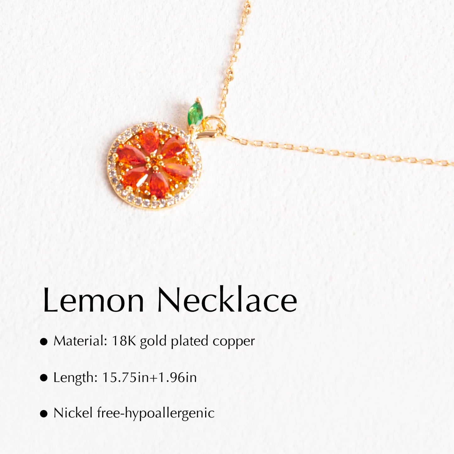 Tessalyn 18K Gold Plated Fruits Necklace, Sweet Little Lemon Pendant Necklace, Fruits Jewelry for Women Gifts, Personalized Pendant