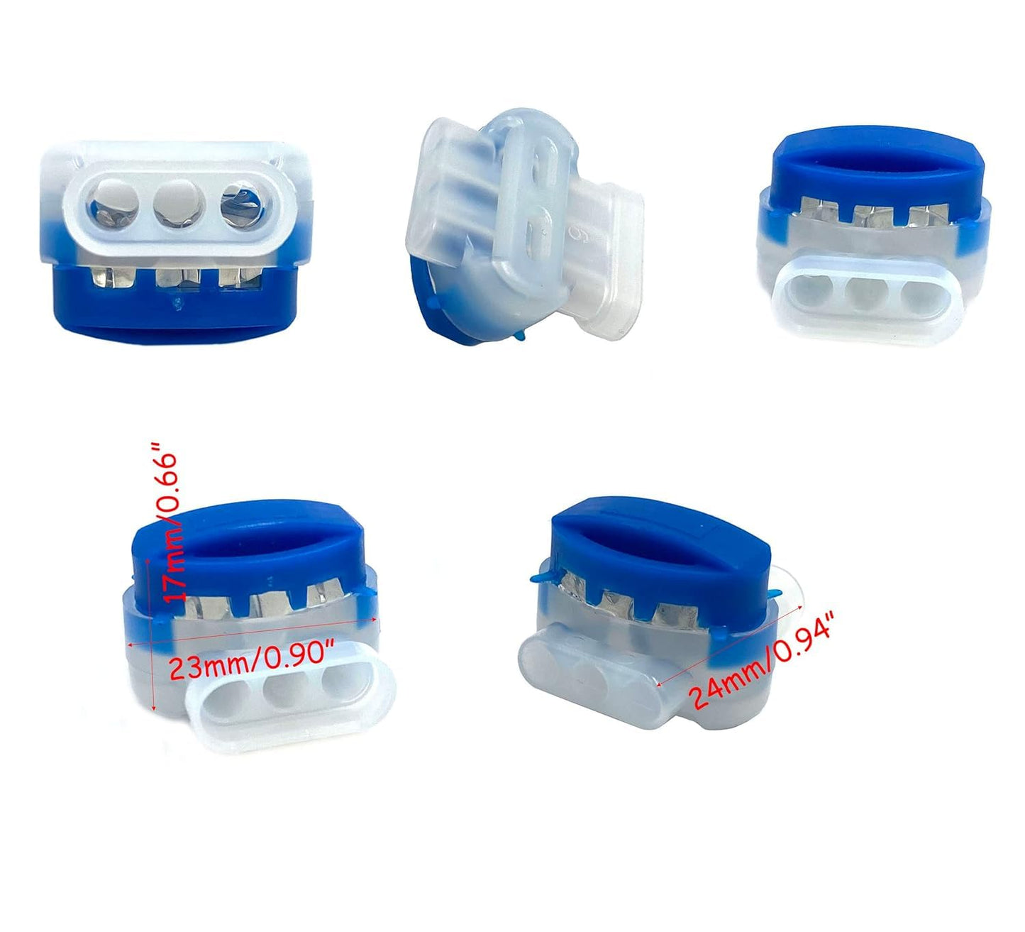 50Pcs 3 Way Wire Connectors,Waterproof Electrical 314-BOX Self-Stripping Pigtail Connectors for 22-14 AWG Cables
