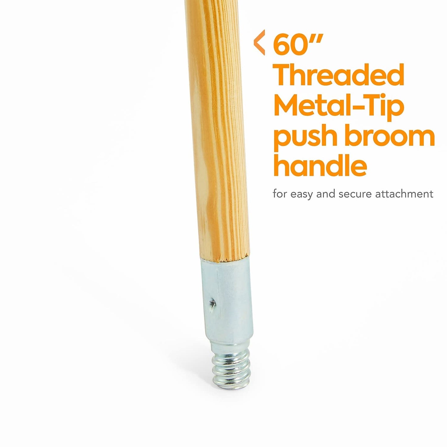 COASTWIDE Professional 60" Wood Push Broom Handle, Threaded Metal Tip