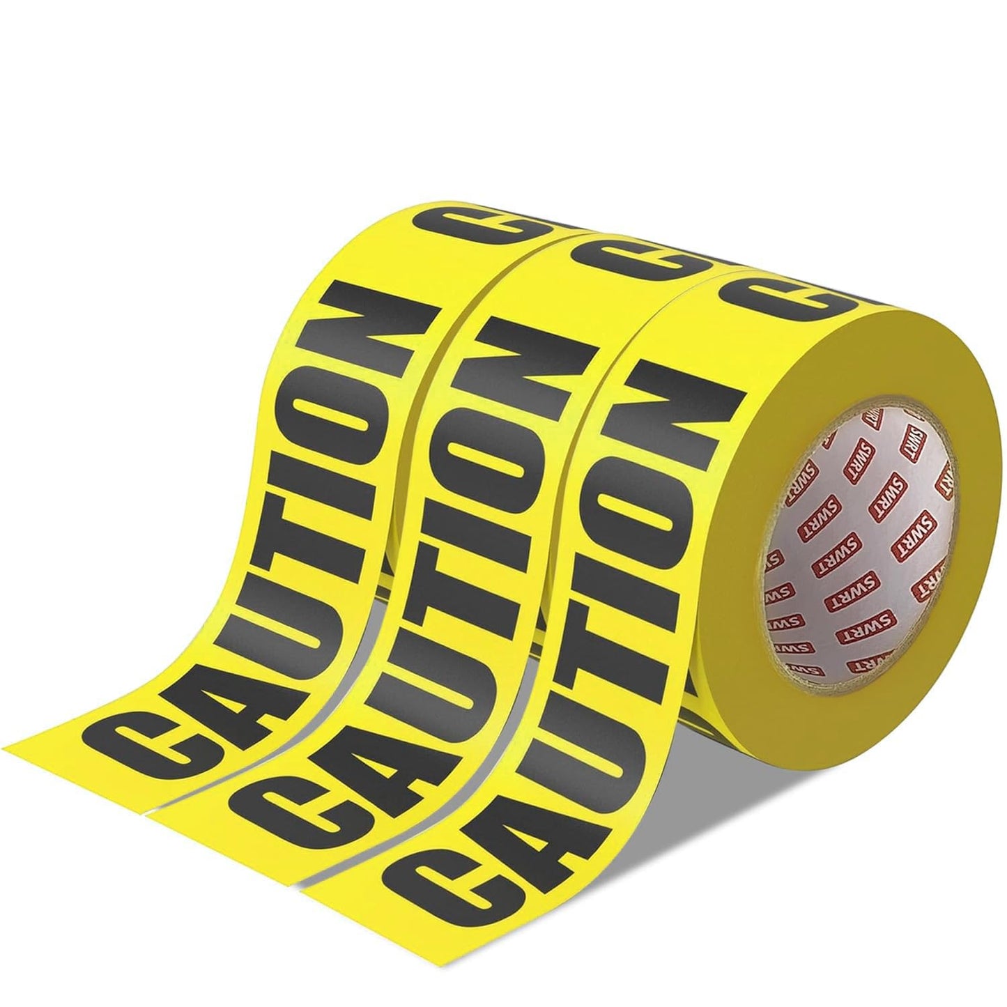 SWRT 3 Rolls Premium Yellow Caution Tape, 3 Inch x 1000FT(Total 3000FT) Bright Hazard Tape with Bold Black Text for Danger Zones/Sporting Events, Construction Tape for Crime Scenes/Halloween Decor