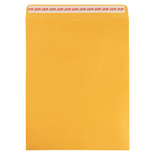 JAM PAPER 11 1/2 x 14 1/2 Open End Catalog Commercial Envelopes with Peel and Seal Closure - Brown Kraft Manila - 50/Pack