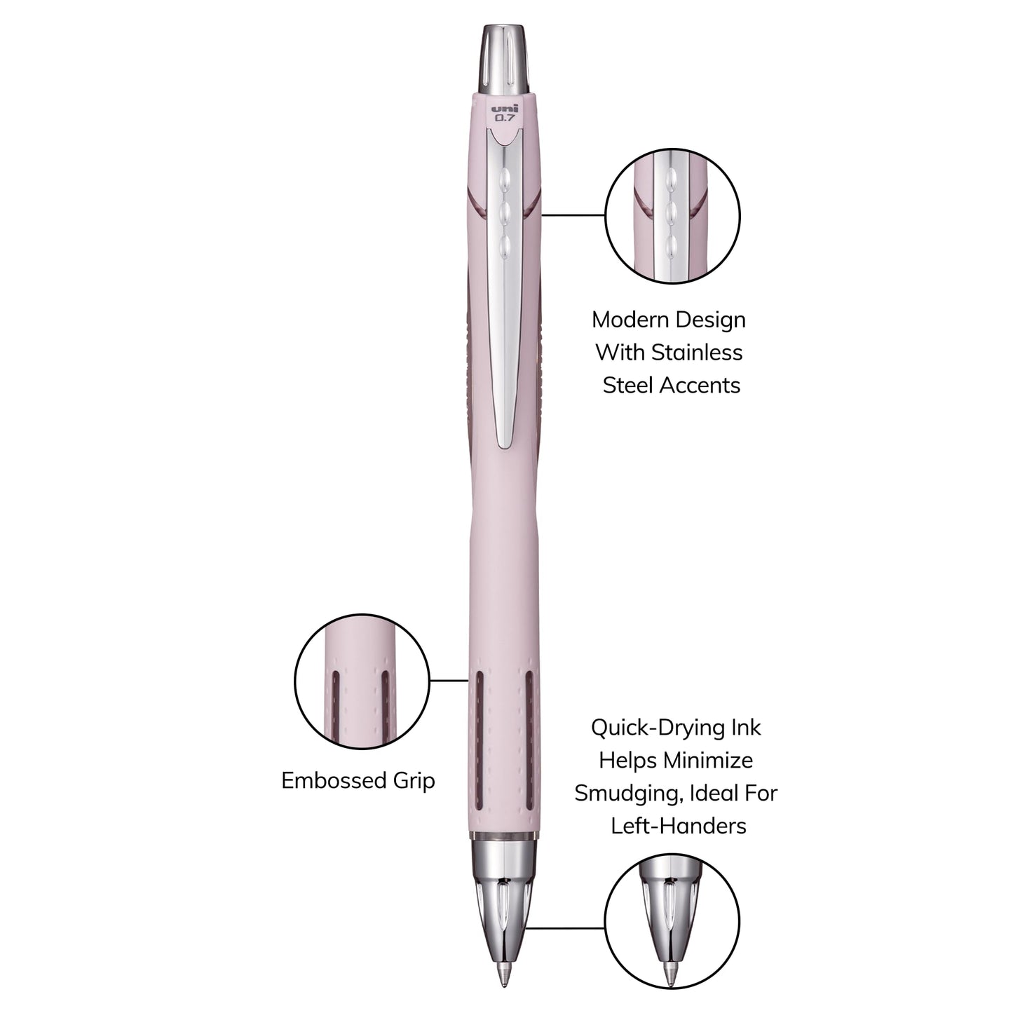 Uni-Ball Jetstream RT Ballpoint Pen, Fine Point (0.7mm), Lavender Barrel, Black Ink. 6 Pens
