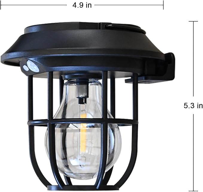 2 Pack Solar Lantern Wall Lights Fixtures with Motion Sensor, Solar Powered Porch Light, Vintage Hanging Solar Wall Sconce Outdoor,for Porch, Yard