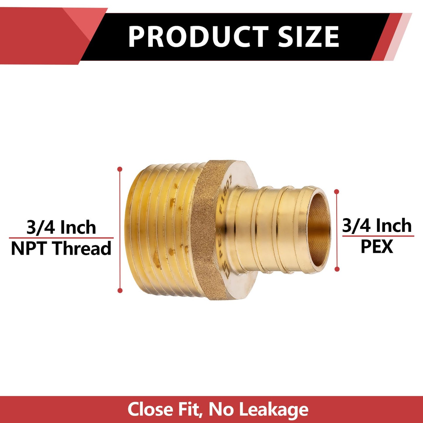 200-Pack EFIELD 3/4-inch Pex Crimp Fittings,3/4 Inch x 3/4 Inch NPT Male NPT Adapters, ASTM F1807,(PEX1807021-200PCS)