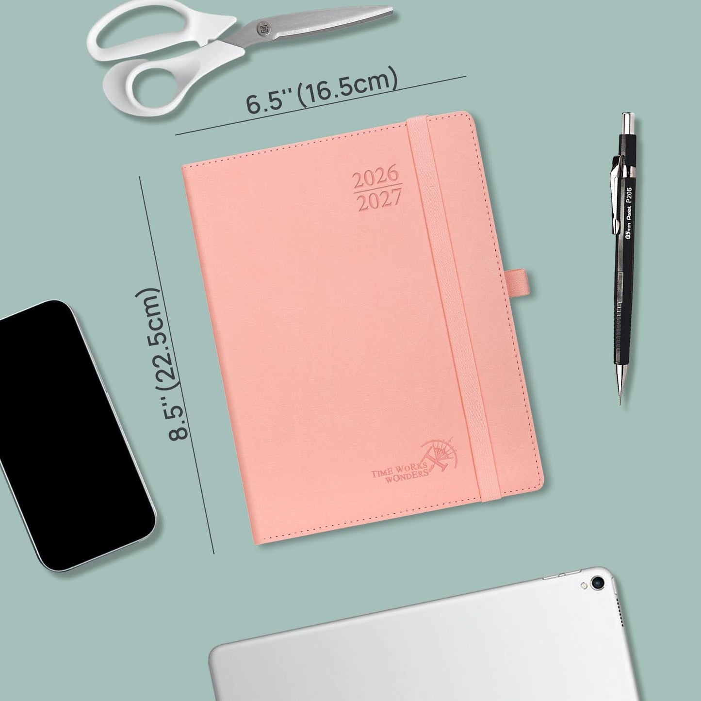POPRUN Planner 2026-2027, 6.5" x 8.5", Academic Planner 2026-2027 Weekly and Monthly (July 26-June 27) Hourly Appointment Book with Inner Pockets, Leather Soft Cover, 100GSM - Navy Blue