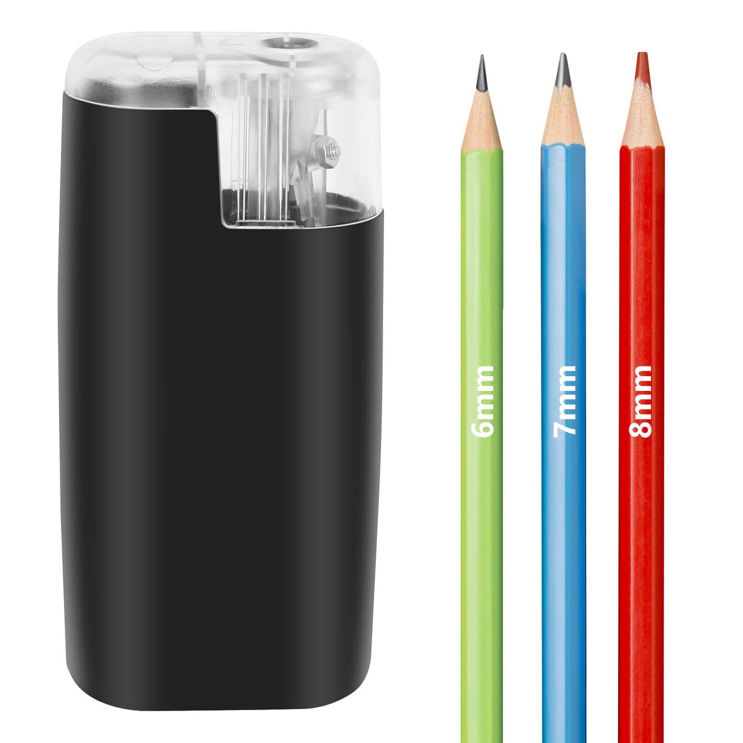 Portable Battery-Powered Electric Pencil Sharpener – Compact Design for Easy Use at Home, School, or Office – Ideal for Standard Pencils (Black)