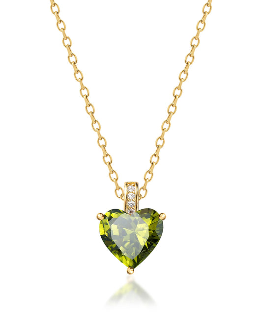 MIDDLUX August Birthstone Jewelry, Peridot Necklace, Heart Necklace, Peridot Jewelry, Birthstone Necklace for Women, August Birthday Gifts for Women