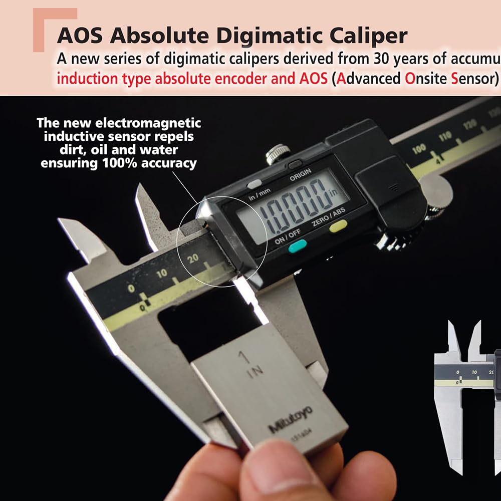 Mitutoyo 500-196-30 Digimatic Caliper 6" (150mm) – High-Precision AOS Encoder – Stainless Steel Electronic Vernier Caliper with .0005"/0.01mm Resolution for Accurate Measurement