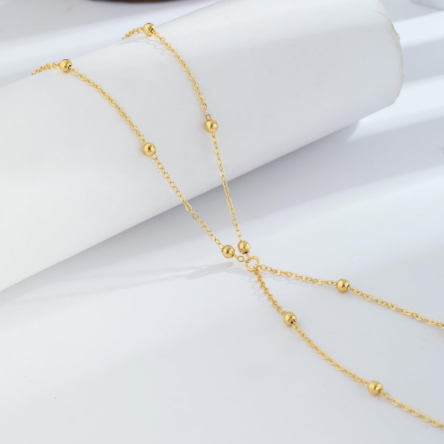 MFRYK 2PCS 14K Gold Plated Waist Chain Layered Double Beaded Satellite Belly Body Chain Boho Beach Waist Chains For Women Adjustable Waterproof Sexy Bikini Body Chain Jewelry For Women