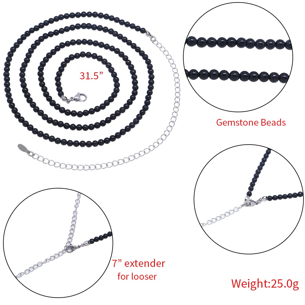 Waist Beads for Women, Gemstone Belly Chain Adjustable Beach Waist Jewelry Body Accessories for Women Girls Crystal Beaded Waist Chains (Black Agate)