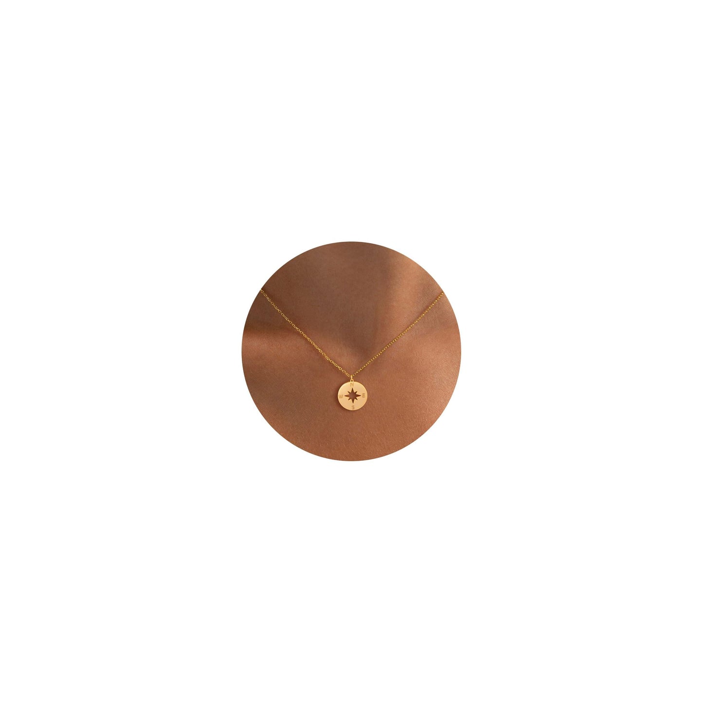 BSGRL Gold Necklace for Women-14K Gold Plated Compass Dainty Necklace 16.5”+2” ext