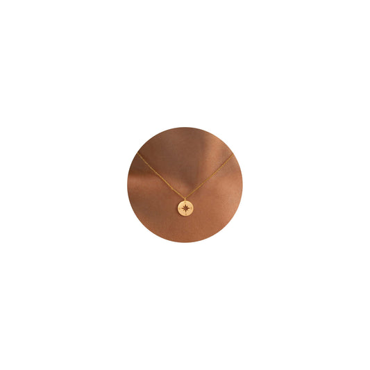 BSGRL Gold Necklace for Women-14K Gold Plated Compass Dainty Necklace 16.5”+2” ext