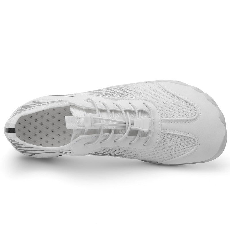 UBFEN Water Shoes Aqua Swim Shoes Mens Womens Beach Sports Quick Dry Barefoot for Boating Fishing Diving Surfing H White/Grey 10 Women/8.5 Men
