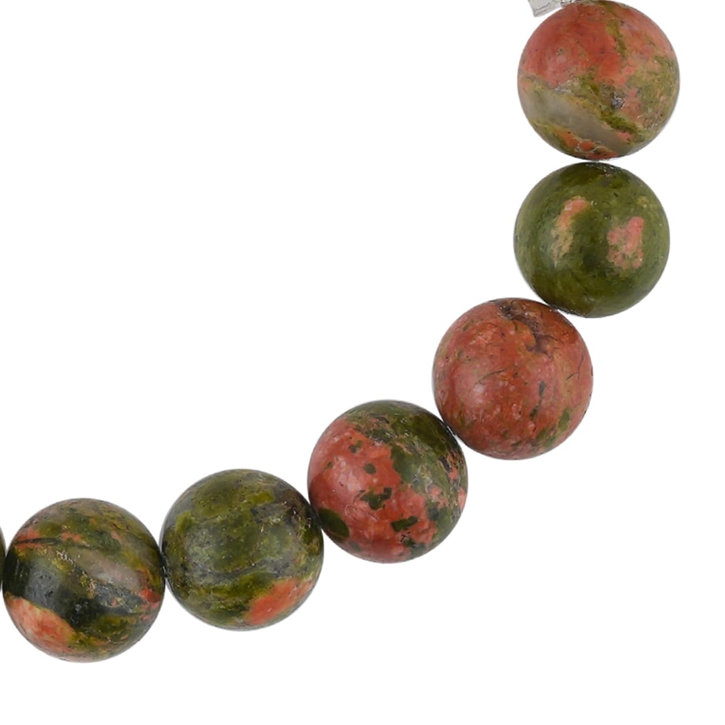 CRYSTALINES Buddha Charm Stretchable Braceclet, Natural Unakite Jasper Gemstone Beads, Plain Round Stones, Handmade Boho Strech Bracelet, Adjustable Spiritual Healing Crystal Unisex Jewelry Gift
