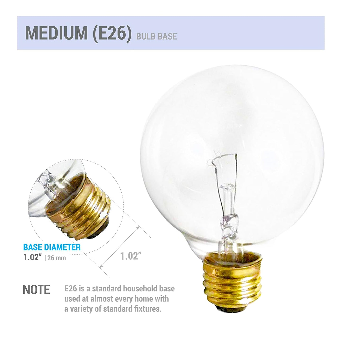 (4 Pack) G25 Globe Light Bulbs – 25W Incandescent, 2700K Soft White, E26 Base, Dimmable – Crystal Clear Vanity Bulbs for Bathroom, Mirror, Pendant Fixtures