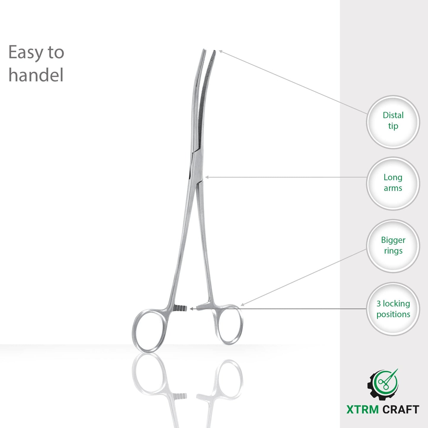 XTRM CRAFT Pean Hemostat Curved 14" Multipurpose Locking Tweezer Clamps Serrated, Stainless Steel, Hemostats for Nurses, Fishing Forceps, Crafts and Hobby