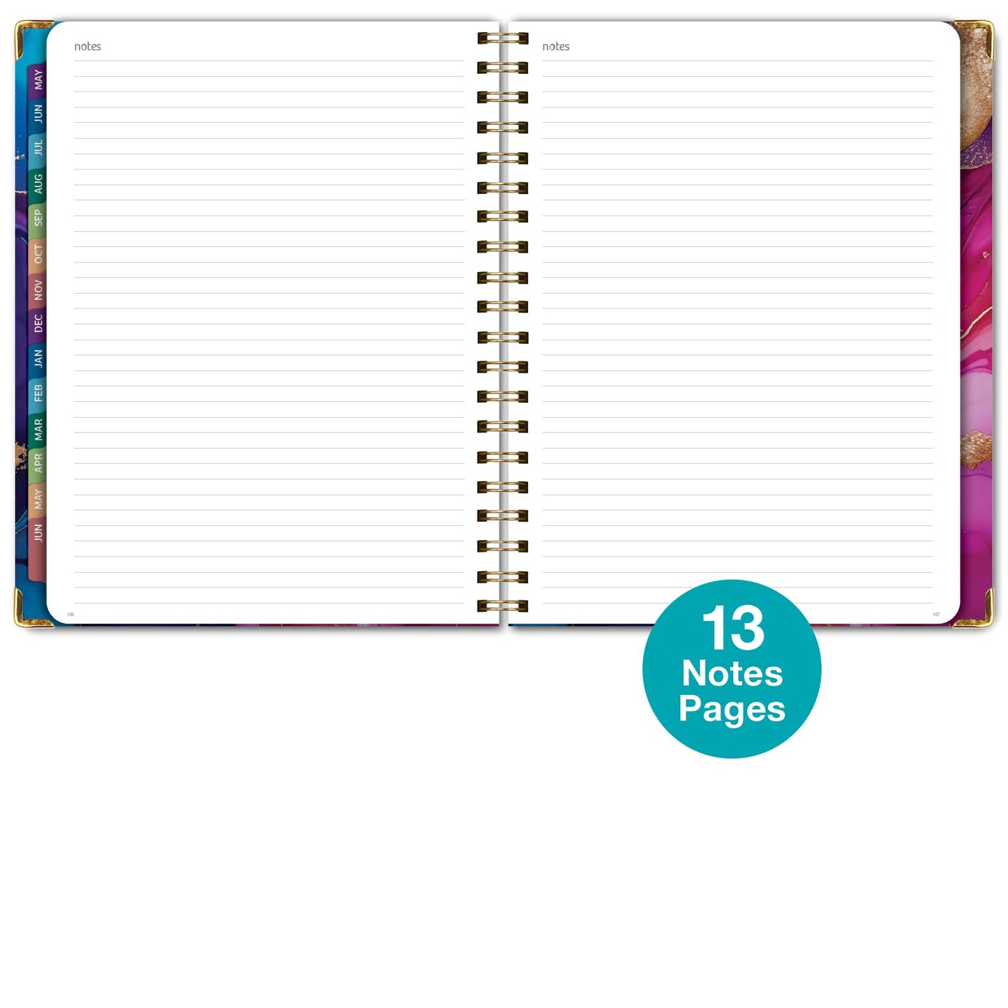 HARDCOVER Academic Year 2026-2027 Planner: 14 Months (May 2026 Through June 2027) 8.5"x 11" Daily Weekly Monthly Planner Yearly Agenda. Bookmark, Pocket Folder and Sticky Note Set (Pink Purple Marble)