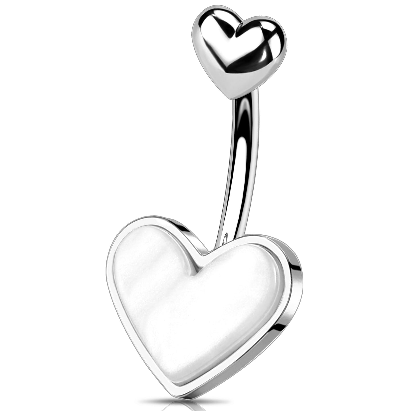 Melighting Heart Belly Button Ring 14G Stainless Steel 316L Pink Belly Ring Belly Piercing Opal Belly Piercing Jewelry Navel Ring For Women 10mm