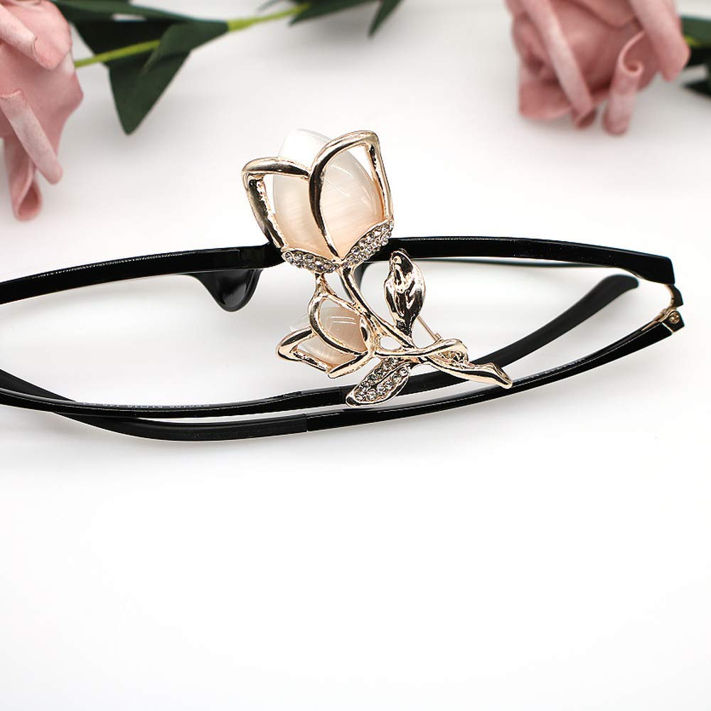 Created Crystal Brooch Crystal Rhinestone Rose Flower Fashion Pin Gift Women Girls Rose Gold (Gold White Crystal Brooch)
