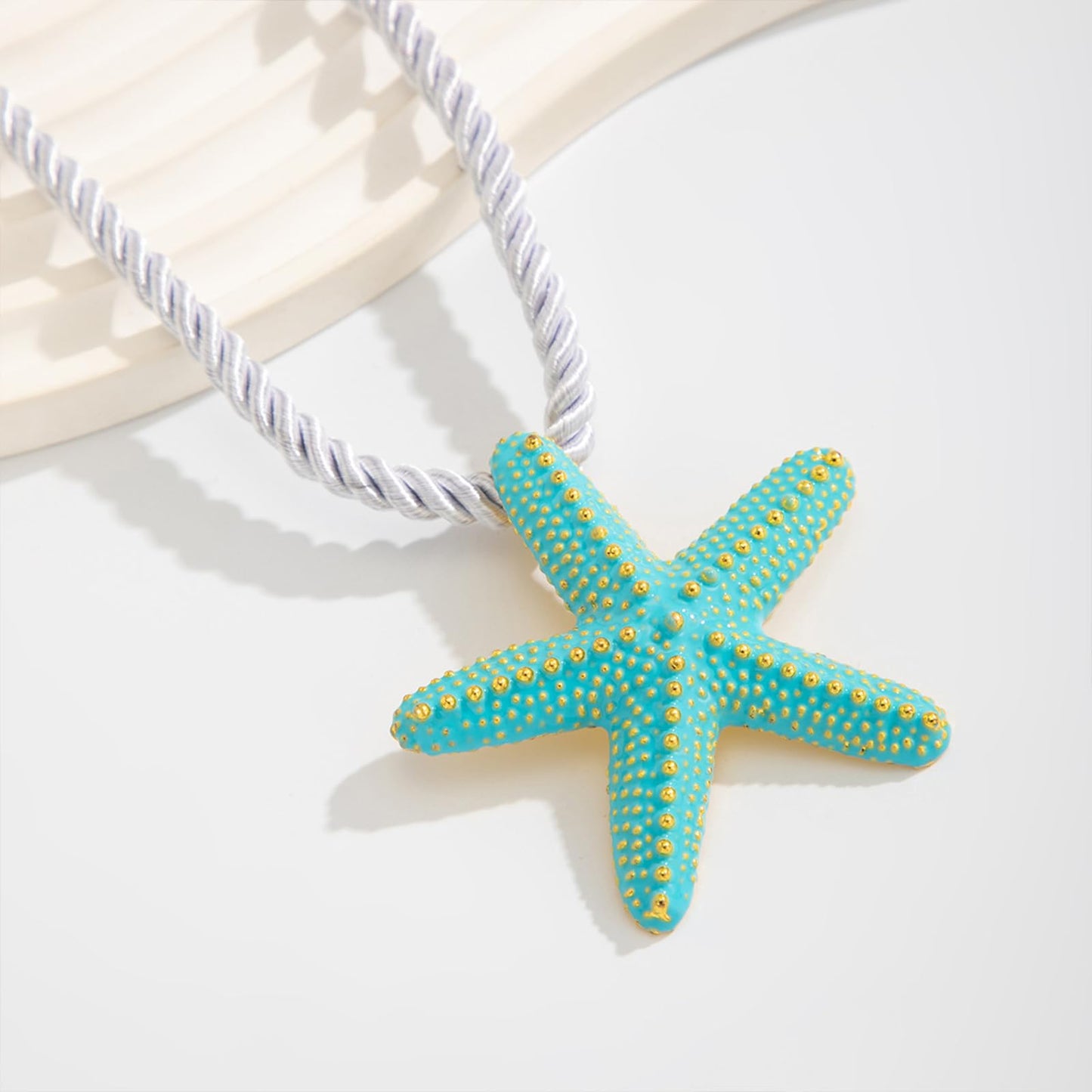 Nojess Starfish Necklace for Women Large Star Pendant Necklaces Beach Necklaces Statement Chunky Necklaces Summer Holiday Beach Party Jewelry (Blue Starfish Necklace)